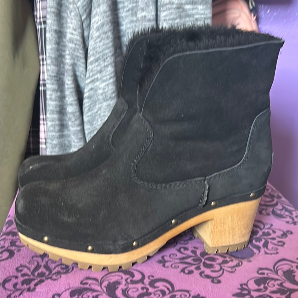Black Suede Women's Clog Boots